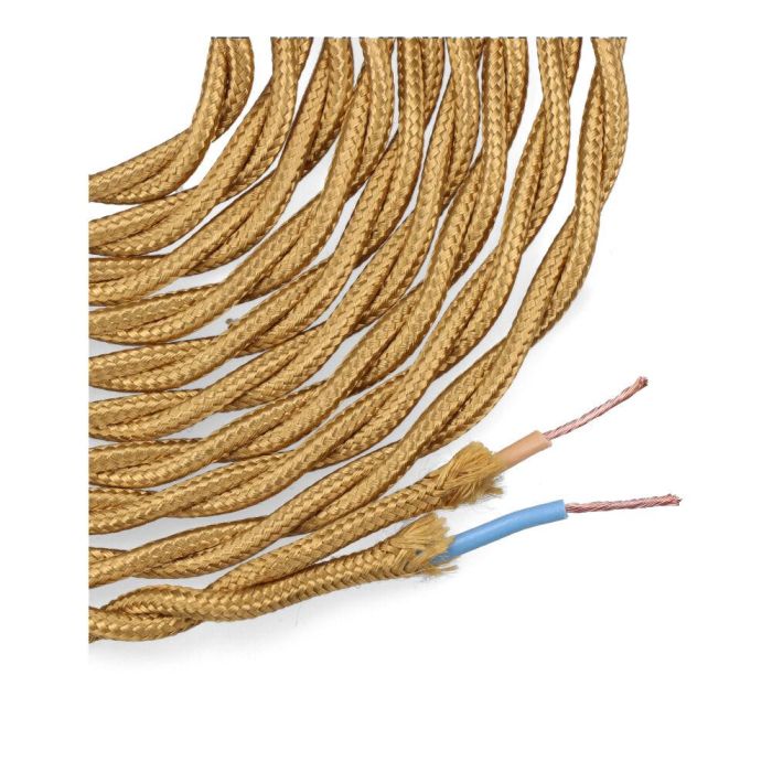 Edm Carrete Cable Textil Trenzado H03VV-F 2 x 0,75 mm² Oro Oscuro, 5 m 1 Edm Carrete Cable Textil Trenzado H03VV-F 2 x 0,75 mm² Oro Oscuro, 5 m 1