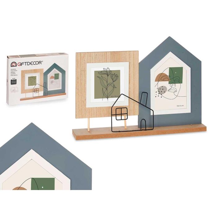 Portafotos Doble Casa Giftdecor 36x26x6 cm Madera MDF Marrón/Negro (6 Unidades) Portafotos Doble Casa Giftdecor 36x26x6 cm Madera MDF Marrón/Negro (6 Unidades)