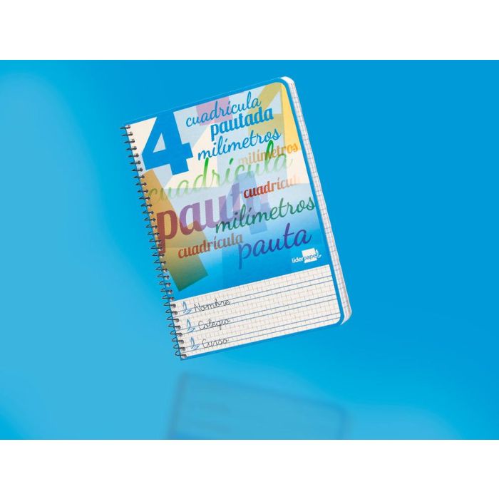 Cuaderno Espiral Liderpapel Cuarto Pautaguia Tapa Blanda 40H 75 gr Cuadro Pautado 4 mm Colores Surtidos 10 unidades 8