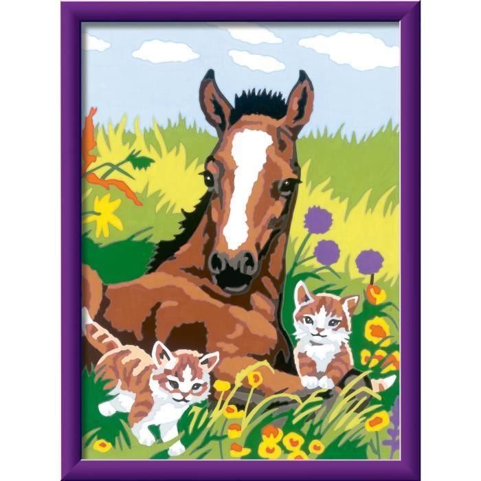CreArt Kids - Caballo y gatitos (18 x 24 cm), kit de pintura por números, Art Number, a partir de 7 años, 25840, Ravensburger 2 CreArt Kids - Caballo y gatitos (18 x 24 cm), kit de pintura por números, Art Number, a partir de 7 años, 25840, Ravensburger 2