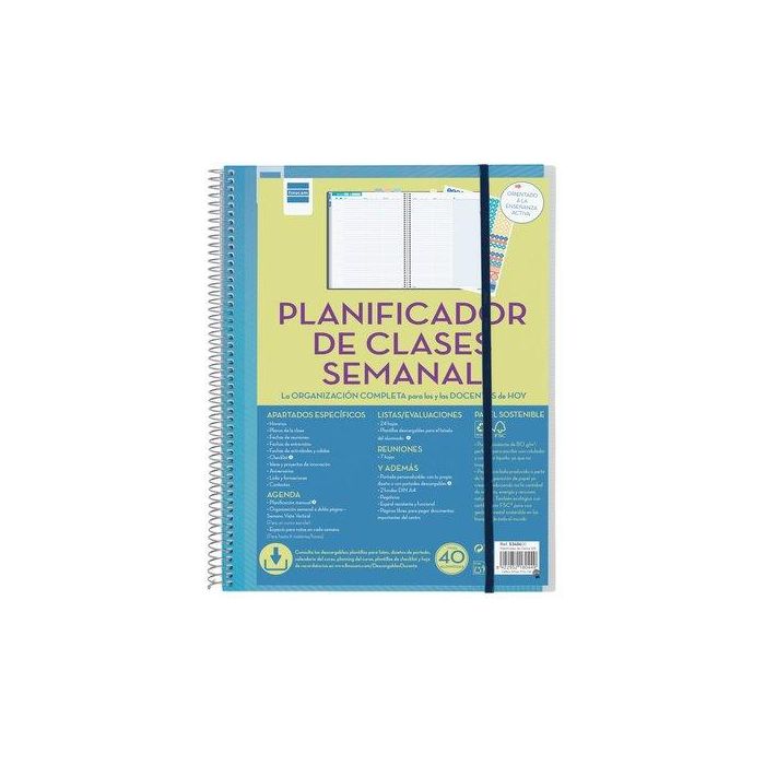 Planificador De Clases Finocam Del Docente Espiral Tapa Pp S/V 230X310 Con Goma No Fechado