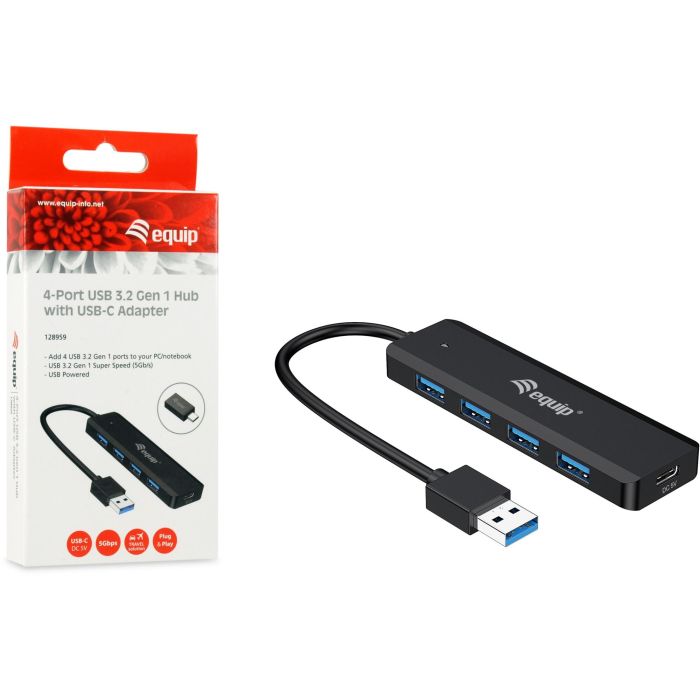 EQUIP HUB USB LIFE A 4 PUERTOS USB 3.2 INCLUYE ADAPTADOR USB-C 6