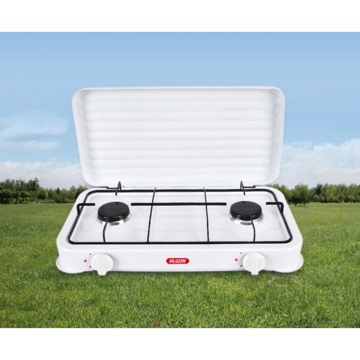 Hornillo de gas 2 fuegos con tapa Algon BBQ (2 Unidades) 5 Hornillo de gas 2 fuegos con tapa Algon BBQ (2 Unidades) 5