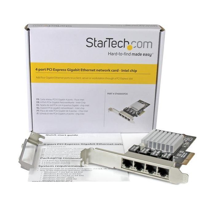 Startech.com Tarjeta de Red PCIe Ethernet Gigabit 10/100/1000 4 Puertos RJ45 Intel I350-AM4 4 Startech.com Tarjeta de Red PCIe Ethernet Gigabit 10/100/1000 4 Puertos RJ45 Intel I350-AM4 4