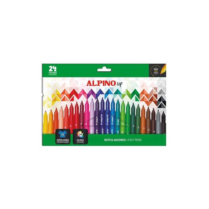 Alpino Rotuladores Punta Fina 1 mm Colores Surtidos Caja 24 Unidades Superlavables