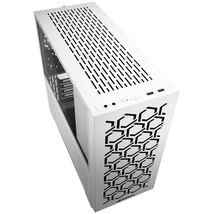 Sharkoon MS-Y1000 Micro Torre PC mATX/ITX con Panel de Cristal Blanco para Gaming 2