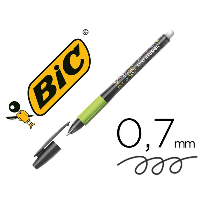 Boligrafo Bic Gelocity Illusion Borrable Negro Punta De 0,7 mm 12 unidades