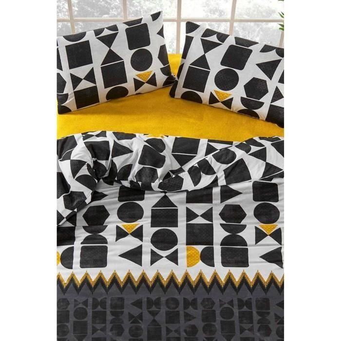 Juego de cama ASI8684283019045 - 1 funda nórdica 220x240 cm + 2 fundas de almohada 60x60 cm - 100% algodón reforzado - Negro 2 Juego de cama ASI8684283019045 - 1 funda nórdica 220x240 cm + 2 fundas de almohada 60x60 cm - 100% algodón reforzado - Negro 2