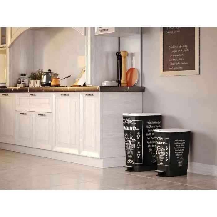 Kis Contenedor de basura de cocina de pedal 50L CHIC con motivos negros 1