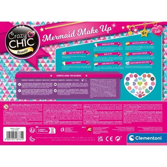 Clementoni CLE8005125187812 Sirene Makeup Sombras de Ojos y Brillos de Labios Kit de Maquillaje para Niñas a Partir de 6 Años 4 Clementoni CLE8005125187812 Sirene Makeup Sombras de Ojos y Brillos de Labios Kit de Maquillaje para Niñas a Partir de 6 Años 4
