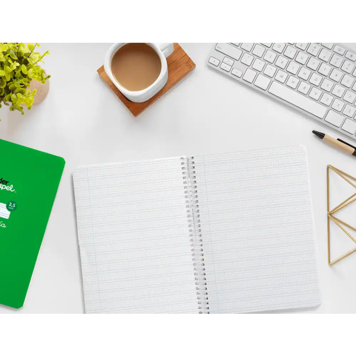 Liderpapel Cuaderno Espiral A5 Tapa Blanda 40 Hojas 75gr Cuadro Pautado 2,5mm Color Verde 7