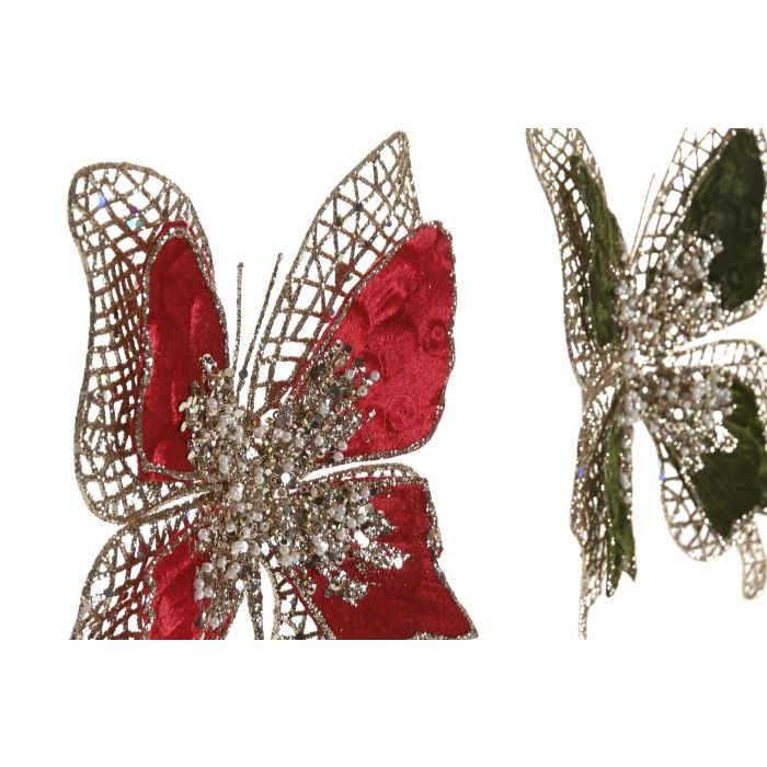 Decoracion Navidad Tradicional DKD Home Decor Verde Burdeos 4 x 21 x 18 cm (12 Unidades) 1