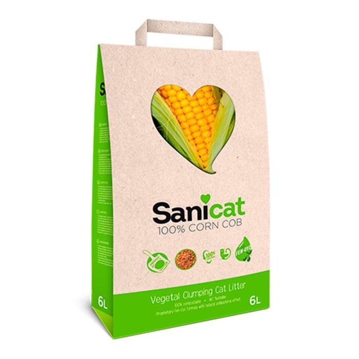 Sanicat Aglomerante de Maíz Reciclado 6L, Absorción 340%, Antibacteriano, Biodegradable 0 Sanicat Aglomerante de Maíz Reciclado 6L, Absorción 340%, Antibacteriano, Biodegradable 0