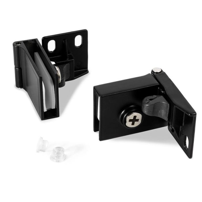 HERRAJES ALK Bisagra para Puerta de Cristal Interior sin perforar Negro 170° para vidrio máx. 5mm 2