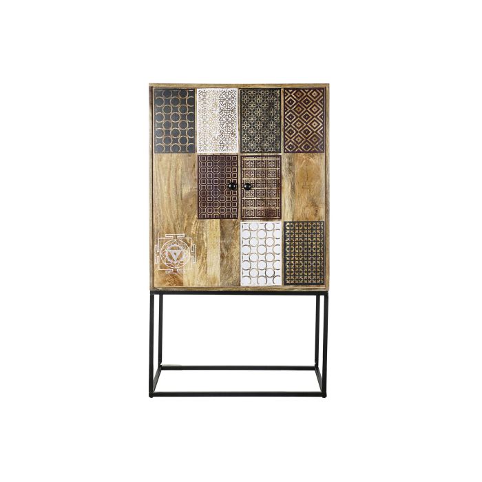 DKD Home Decor Aparador Boho 2 Puertas 2 Estanterías Mango Metal Marrón Claro Dorado 152x84x43 cm 7