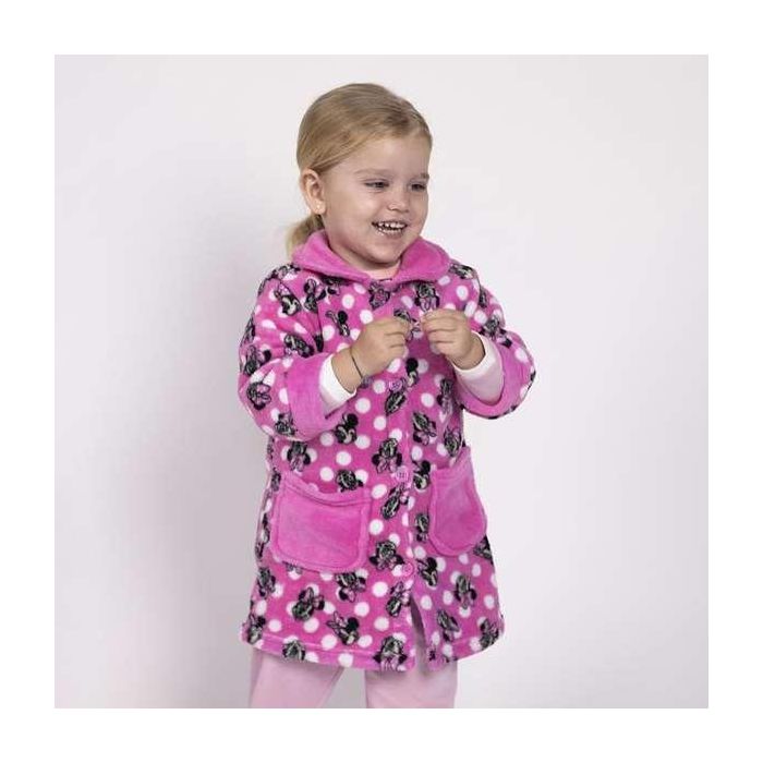 Cerdá Batín de Casa Infantil Minnie Mouse Oficial Disney, Suave Tejido Coral Fleece para Bebé Niña, Talla 18 Meses, Rosa