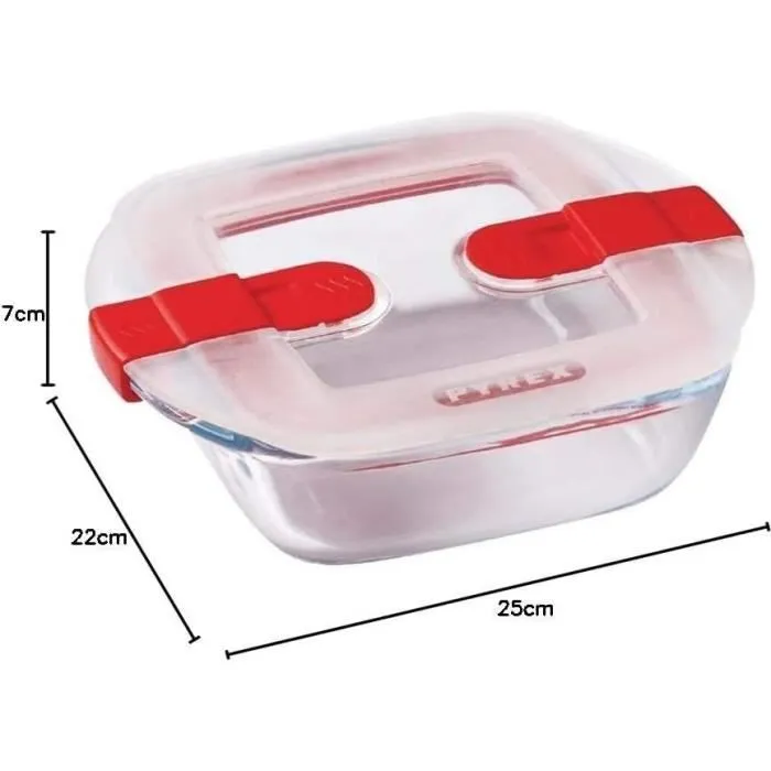Pyrex Cook&Heat Hermetico Cuadrado Vidrio Transparente 2.2 L (27x23x7 cm) 1