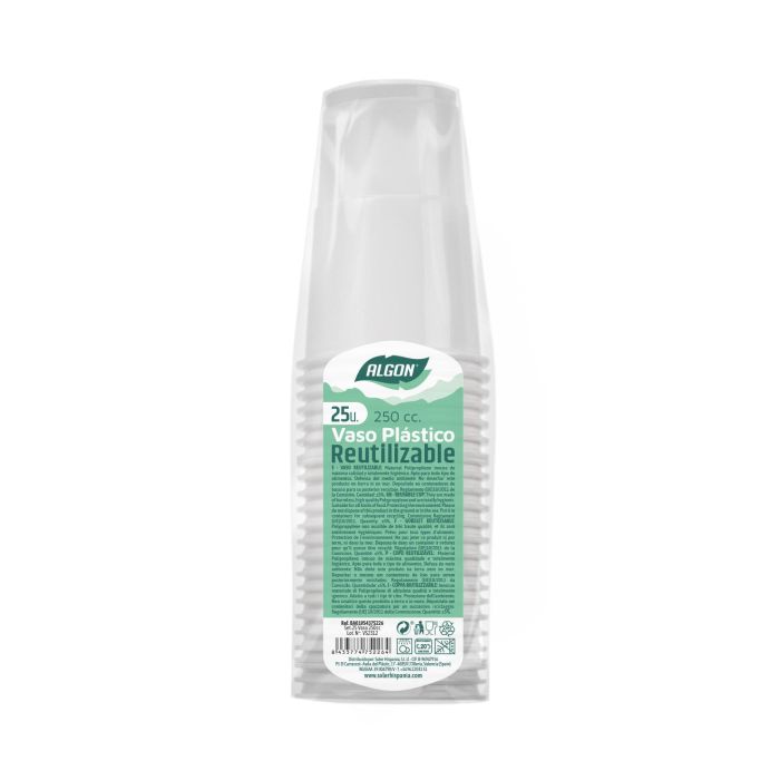 Set de 25 vasos blancos 250 cc Algon (48 Cajas) 1 Set de 25 vasos blancos 250 cc Algon (48 Cajas) 1