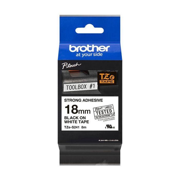 Brother Cinta Laminada P-touch 18mm Blanco sobre Negro con Adhesivo Extra Fuerte, 8m para Superficies Difíciles 2