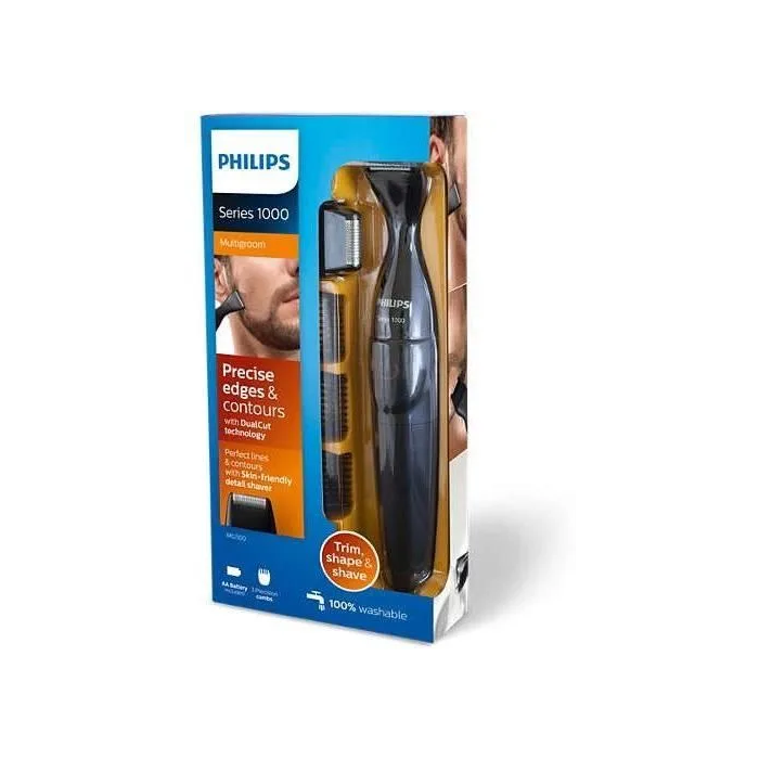 Philips MG1100/16 Recortadora de Precisión, Barba y Mini Afeitadora con 3 Peines, con Pilas