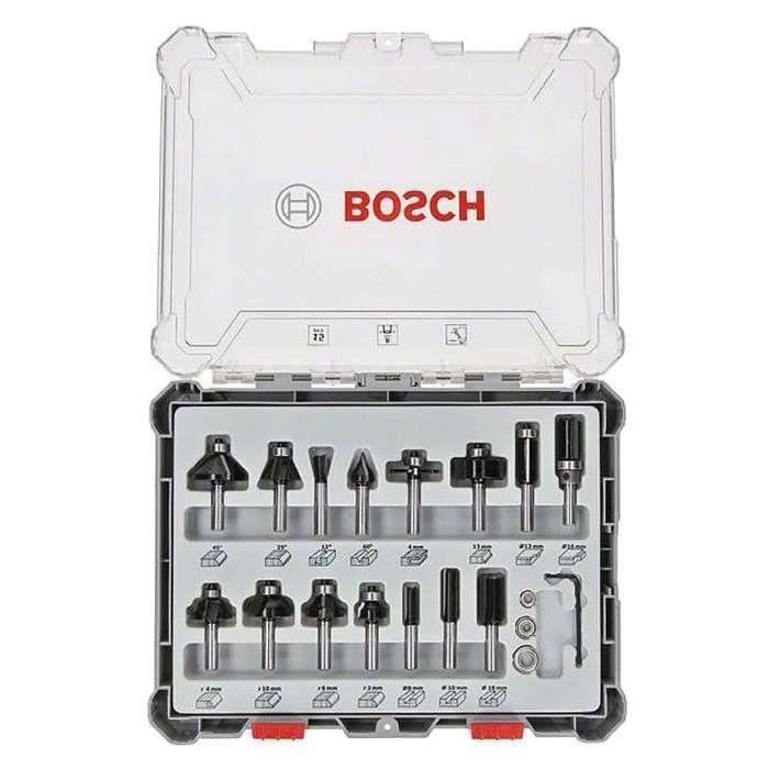 Bosch Professional 2607017472 Juego de brocas para fresadora, 15 piezas, Vástago de 8 mm, Compatible con fresadoras 1 Bosch Professional 2607017472 Juego de brocas para fresadora, 15 piezas, Vástago de 8 mm, Compatible con fresadoras 1
