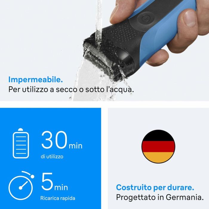 Braun Afeitadora Eléctrica Serie 3 BRA8700216735667 Azul/Negra - 30 min Batería, Carga Rápida 5 min 3 Braun Afeitadora Eléctrica Serie 3 BRA8700216735667 Azul/Negra - 30 min Batería, Carga Rápida 5 min 3