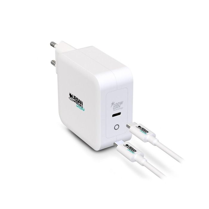 Cargador de Pared + Cable USB C Urban Factory GSC10UF Blanco 2 Cargador de Pared + Cable USB C Urban Factory GSC10UF Blanco 2
