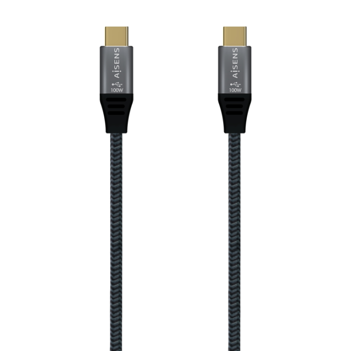 AISENS Cable USB 3.2 Gen2x2 Aluminio 20Gbps 8K@30Hz 100W 5A E-Mark USB-C a USB-C Macho Gris 1.5 m