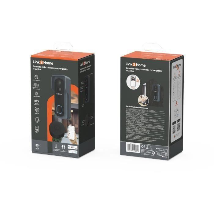 Kit de timbre conectado - LINK2HOME - Wi-Fi - Audio bidireccional - Timbre inalámbrico - Tarjeta SD de 8 GB 4 Kit de timbre conectado - LINK2HOME - Wi-Fi - Audio bidireccional - Timbre inalámbrico - Tarjeta SD de 8 GB 4