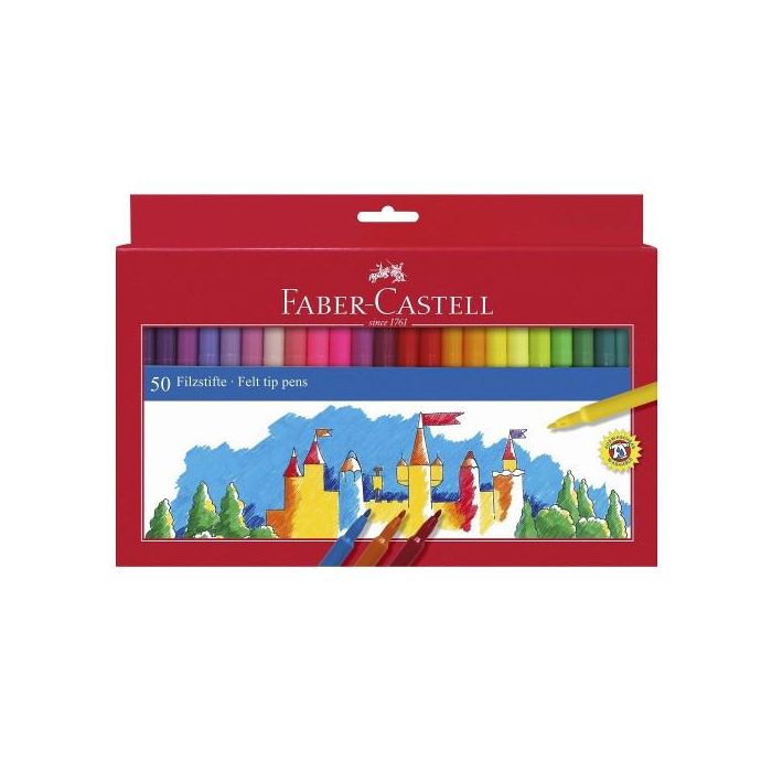 Faber-Castell Estuche Cartón 50 Rotuladores Escolares 554204 Multicolor
