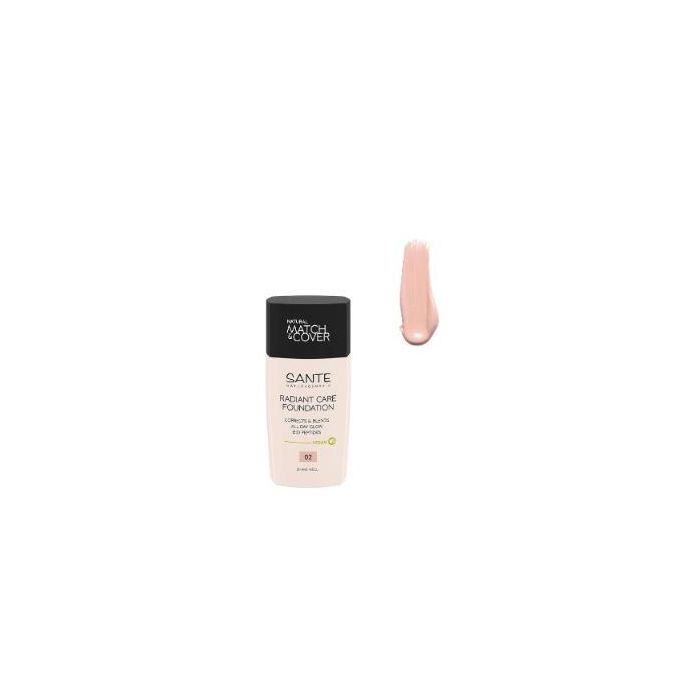 SANTE NATURKOSMETIK Maquillaje Fluido Radiant Care 02 Rose Linen 30 ml – Vegano, Sin Alcohol, Nutritivo