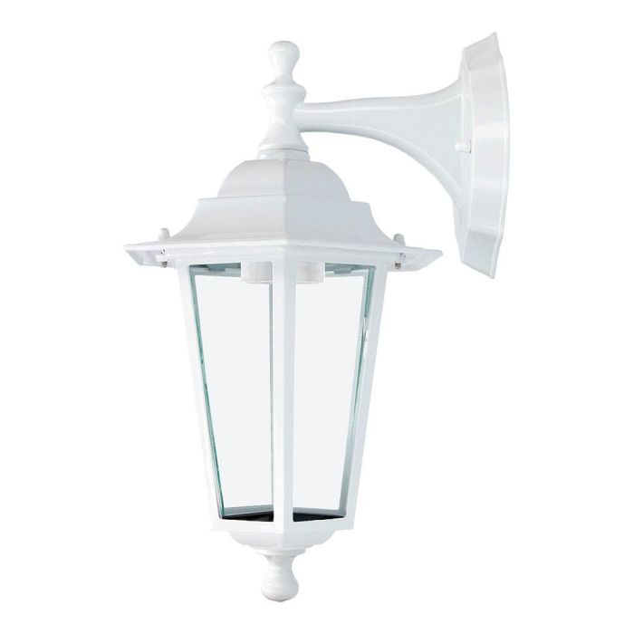 Edm Aplique Exterior de Pared Farol Zurich Aluminio y Cristal Blanco E27 60W Max IP44 Luz hacia Abajo (Bombilla no Incluida)