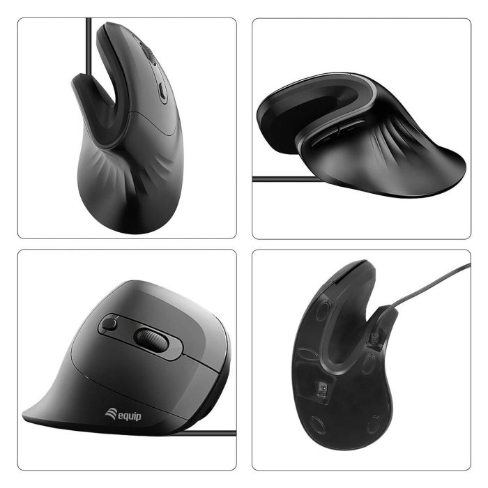 Equip 245119 Ratón Ergonómico Vertical para Mano Derecha, 7200 DPI, Cable USB-A y USB-C 1.8m, Negro - Compatible con Windows, Mac, ChromeOS 1 Equip 245119 Ratón Ergonómico Vertical para Mano Derecha, 7200 DPI, Cable USB-A y USB-C 1.8m, Negro - Compatible con Windows, Mac, ChromeOS 1