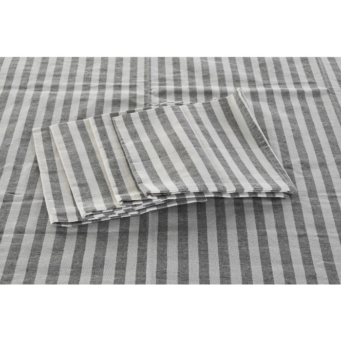 DKD Home Decor Mantel de Algodón y Poliéster a Rayas Verde y Blanco 150x150 cm Set de 5 Unidades