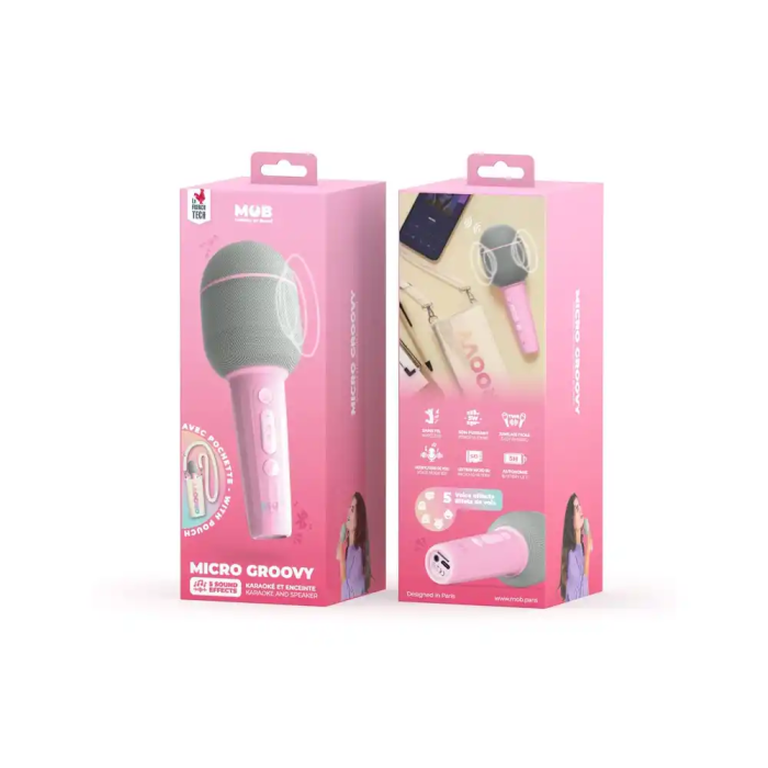 Wondee Micrófono Karaoke Mob Altavoz Marshmallow Portátil Inalámbrico con Efectos de Sonido y Bolsa de Algodón Reciclado 4