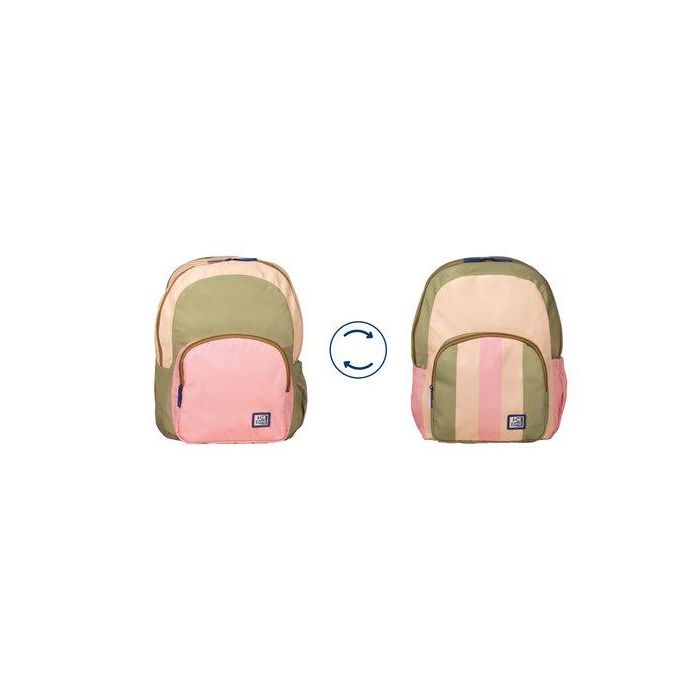 Oxford Mochila reversible Colorblock safari rose, 2 en 1, 130x300x385 mm, asas y espalda acolchada, elementos reflectantes
