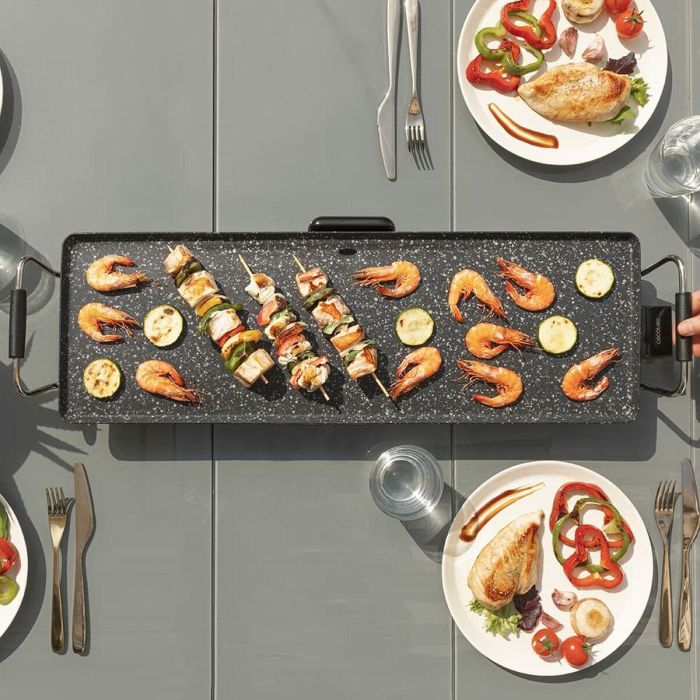 Cecotec 03196 Plancha de Asar Eléctrica Tasty&Grill 3000 RockWater XL, 2400W, RockStone, 70x22cm, Termostato, Bandeja Grasas, Negra 4