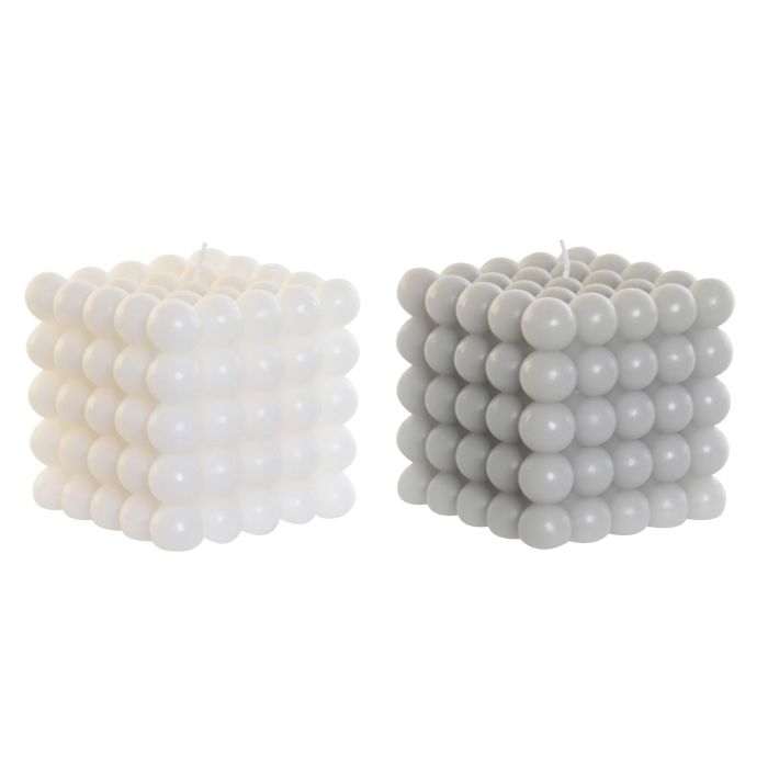 DKD Home Decor Vela Urban Esférica Gris y Blanco, 9x9x9 cm, 65 Horas de Duración, Pack 6 Unidades Surtido Aleatorio