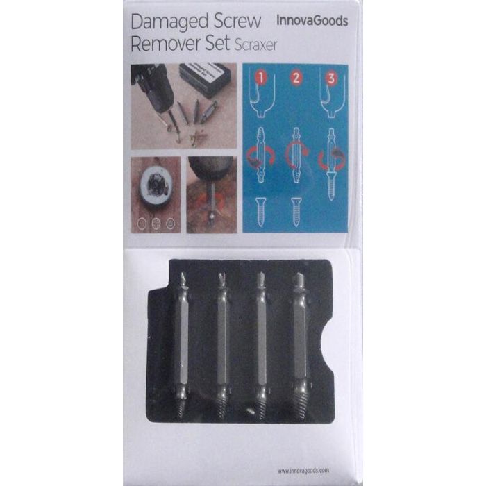 Brocas para Extraer Tornillos Dañados InnovaGoods 4 Unidades 1 Brocas para Extraer Tornillos Dañados InnovaGoods 4 Unidades 1