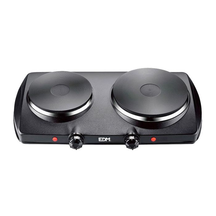 Edm Cocina eléctrica 2 fuegos ce/a13 1400W negra, 5 niveles de potencia, fácil de limpiar 0 Edm Cocina eléctrica 2 fuegos ce/a13 1400W negra, 5 niveles de potencia, fácil de limpiar 0
