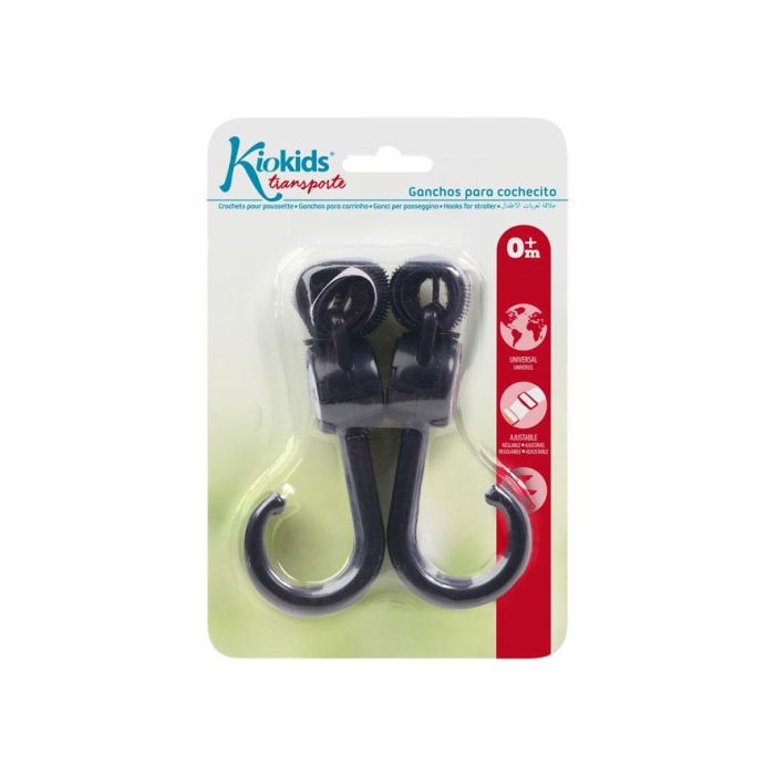 KioKids Ganchos Dobles para Carrito con Velcro - Set de 2 Unidades Negros para Colgar Bolsas 3 KioKids Ganchos Dobles para Carrito con Velcro - Set de 2 Unidades Negros para Colgar Bolsas 3