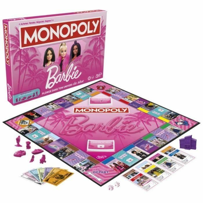 Monopoly: Edición Barbie, juego de mesa de 2 a 6 jugadores, juegos para la familia, a partir de 8 años 1