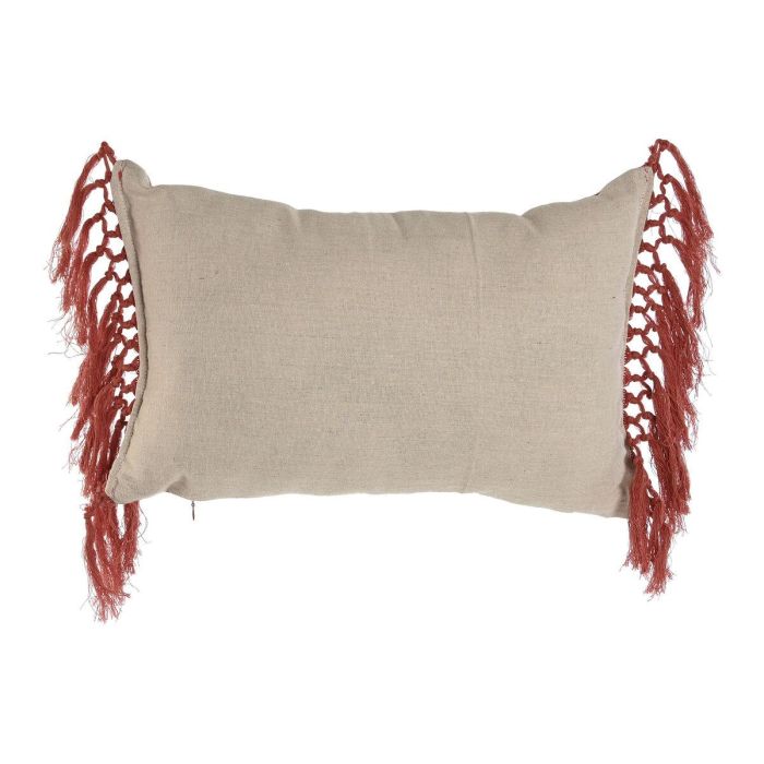 DKD Home Decor Cojín de Algodón Reciclado Boho con Flecos Terracota 15 x 30 x 50 cm Colección Fleky23