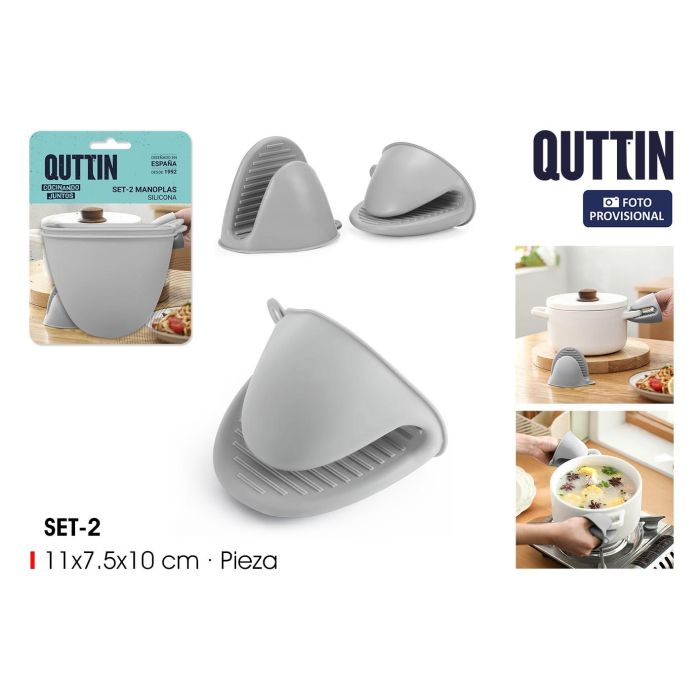 Quttin Set de 2 Manoplas de Cocina de Silicona para Horno y Utensilios de Cocina (24 Unidades)
