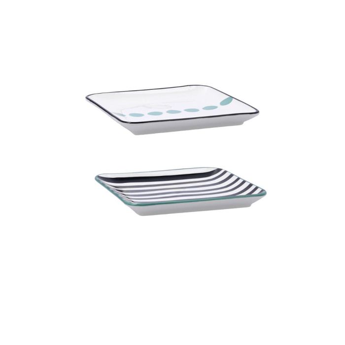 Bidasoa Zigzag Set 2 Bandejas Porcelana Decorada Bicolor 15x15 cm 1
