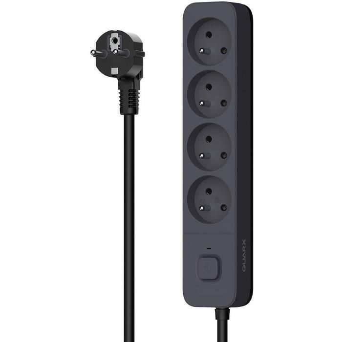 Regleta - QUARX - 4 tomas - Con 3 puertos USB, cable de 1,5m Regleta - QUARX - 4 tomas - Con 3 puertos USB, cable de 1,5m