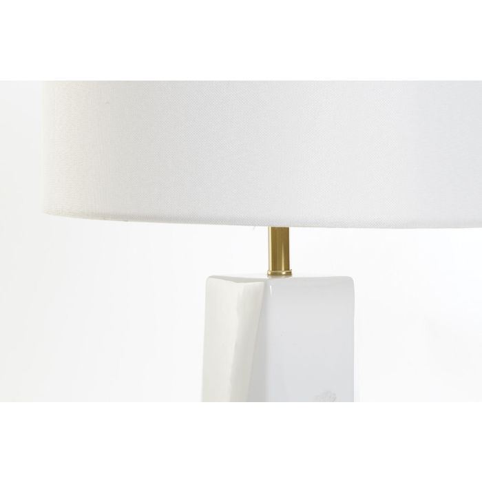 DKD Home Decor Lámpara de Sobremesa Blanco y Dorado E27 50W con Base de Cerámica y Metal, Pantalla de Poliéster, 62x33 cm 2 DKD Home Decor Lámpara de Sobremesa Blanco y Dorado E27 50W con Base de Cerámica y Metal, Pantalla de Poliéster, 62x33 cm 2