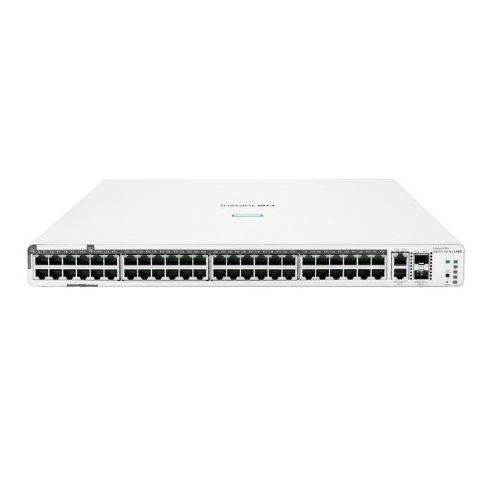 HP Enterprise Aruba Instant On 1960 RM M Switch Gestionado, 48 Puertos Gigabit (40 PoE CL4, 8 PoE CL6), 2 SFP+, 2 10GB-T, PoE 600W, Montaje en Rack 1U 1