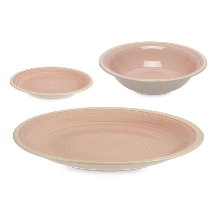 Set 18 Pzs Vajilla Gres Rosa Borde Vessia 34X27CM 1 Set 18 Pzs Vajilla Gres Rosa Borde Vessia 34X27CM 1