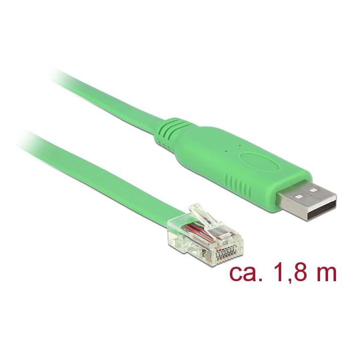 DeLOCK 62960 Cable USB a Serie RS232, 1.8m, USB A Macho a Serie Macho, Color Verde